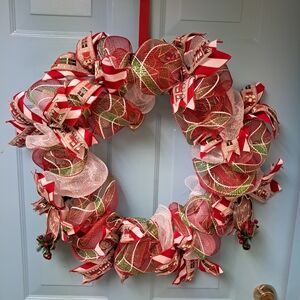 Festive Red and Green Holiday Wreath Christmas